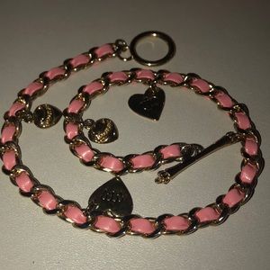 juicy couture pink leather gold charm bracelet